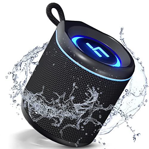 HEYSONG Tragbare Bluetooth-Lautsprecher mit HD-Sound, Kleiner wasserdichter Duschlautsprecher mit Mikrofon, RGB-Lichtern, Kopplung für Strand, Reisen, Camping, Büro, Zuhause und im Freien, Schwarz von HEYSONG