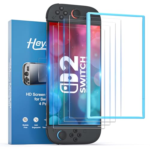 HEYSTOP Displayschutzfolie für Nintendo Switch 2 [4er-Pack] Displayschutzfolie Aus Gehärtetem Glas Schutzfolie für Nintendo Switch 2, 9H-Härte, Kratzfest, HD-klar von HEYSTOP