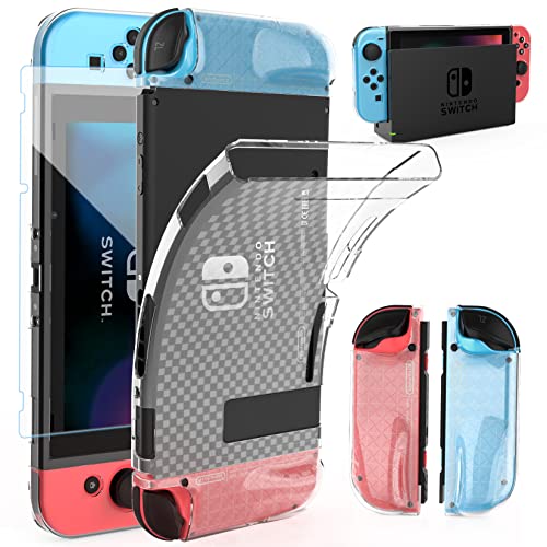 HEYSTOP Hülle Kompatibel mit Nintendo Switch Zubehör mit Displayschutzfolie für Nintendo Switch Dockable Schutzhülle mit 6 Daumenstickkappen für Nintendo Switch Griffe, Kratzfest, Rutschfest, Stoßfest HEYSTOP Hülle Kompatibel mit Nintendo Switch Zubehör mit Displayschutzfolie für Nintendo Switch Dockable Schutzhülle mit 6 Daumenstickkappen für Nintendo Switch Griffe, Kratzfest, Rutschfest, Stoßfest von HEYSTOP