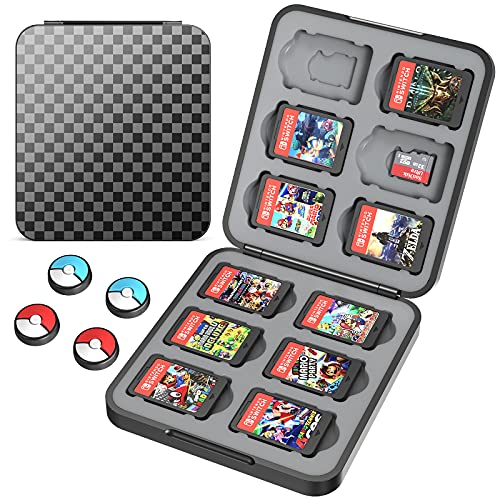 HEYSTOP Spiele Aufbewahrung für Nintendo Switch/Switch OLED,Switch Game Case Switch Spiele Hülle Aufbewahrungsbox mit 12 Switch Spiele Aufbewahrung 12 Micro SD Speicherbereich und Daumenkappe,Schwarz von HEYSTOP