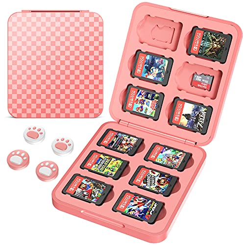 HEYSTOP Spiele Aufbewahrung für Nintendo Switch/Switch OLED,Switch Game Case Switch Spiele Hülle Aufbewahrungsbox mit 12 Switch Spiele Aufbewahrung 12 Micro SD Speicherbereich und Daumenkappe,Rosa HEYSTOP Spiele Aufbewahrung für Nintendo Switch/Switch OLED,Switch Game Case Switch Spiele Hülle Aufbewahrungsbox mit 12 Switch Spiele Aufbewahrung 12 Micro SD Speicherbereich und Daumenkappe,Rosa von HEYSTOP