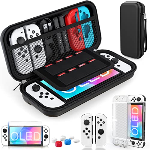 HEYSTOP Tasche für Nintendo Switch OLED mit Dockbarer Hülle, Schutzfolie und DaumenKappen - Zubehör für OLED Modell Konsole HEYSTOP Tasche für Nintendo Switch OLED mit Dockbarer Hülle, Schutzfolie und DaumenKappen - Zubehör für OLED Modell Konsole von HEYSTOP