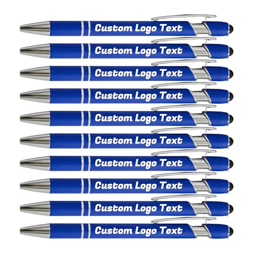 HEYZARDA Kugelschreiber mit Gravur Kugelschreiber Personalisiert mit Namen Text Logo Blau 10 Pcs von HEYZARDA