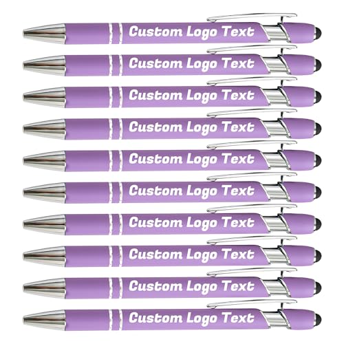 HEYZARDA Kugelschreiber mit Gravur Kugelschreiber Personalisiert mit Namen Text Logo Lila 10 Pcs von HEYZARDA