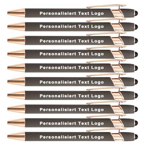 HEYZARDA Kugelschreiber mit Gravur Namen Text Logo für Büro Schule Business Stift 50 Pc grau von HEYZARDA