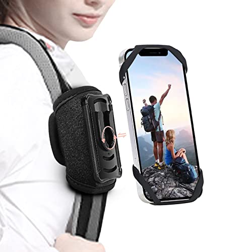 HEZEN Outdoor Handy-Halter mit abnehmbare Halterung Handytasche Rucksack,Rucksack Handyhalter,Smartphone Tasche Schutzhülle für alle Apple, Samsung,Schwarz von HEZEN