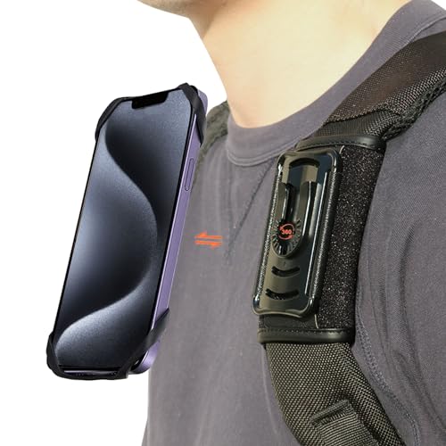 Handyhalterung Rucksack, Klemmhalterung für Handy, Rucksack-Gurt-Clip für Handy mit Abnehmbarer Passform, Wandern/Klettern/Outdoor, Schwarz Handyhalterung Rucksack, Klemmhalterung für Handy, Rucksack-Gurt-Clip für Handy mit Abnehmbarer Passform, Wandern/Klettern/Outdoor, Schwarz von HEZEN