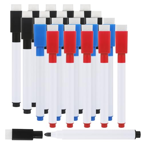 HFDONGL 20 Stück Whiteboard Stifte Whiteboard Marker Abwischbar Whiteboard Marker mit Schwamm Whiteboard Marker Magnetisch für Büro Schule Zuhause (Schwarz, Rot, Blau) von HFDONGL