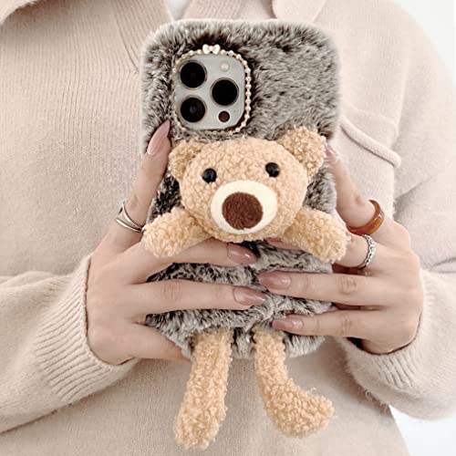 HFICY Schutzhülle für Honor 200 Lite, Kunstfell, flauschig, mit 2 Displayschutzfolien, glitzerndes Kunstfell, weich, für Damen, Panda-Motiv von HFICY