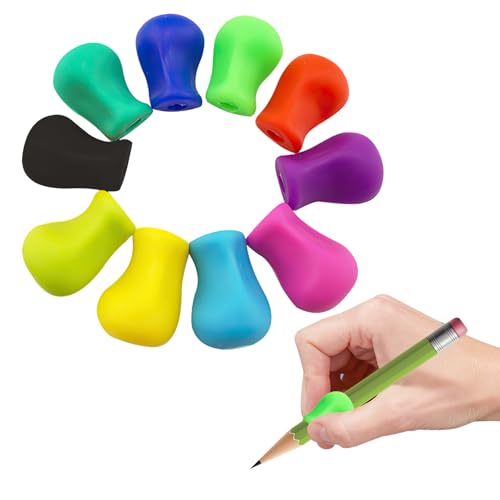 10 Stück Schreibhilfe Silikon, Stiftehalter Kinder, Schreibhilfe für Stift Kinder, Stifthaltung Ergonomische, Stifthalter Kinder Hilfe, Bleistift Griffe für Linkshänder Oder Rechtshänder von HFMYGS
