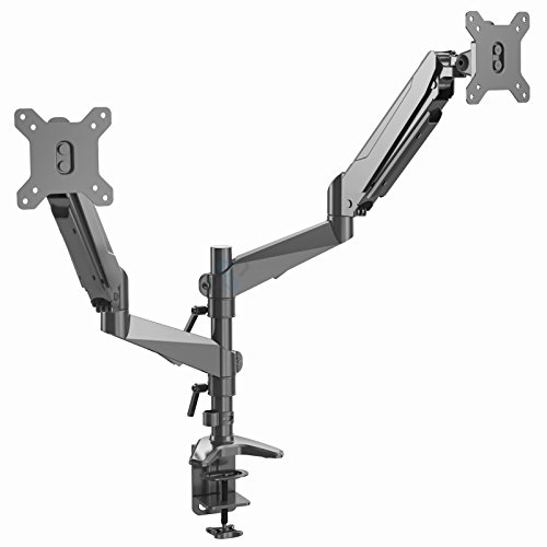 HFTEK® - HF324GB - Monitorarm - Halterung Halter Tischhalterung für 2 Bildschirme von 15-27 Zoll mit VESA 75/100 von HFTEK