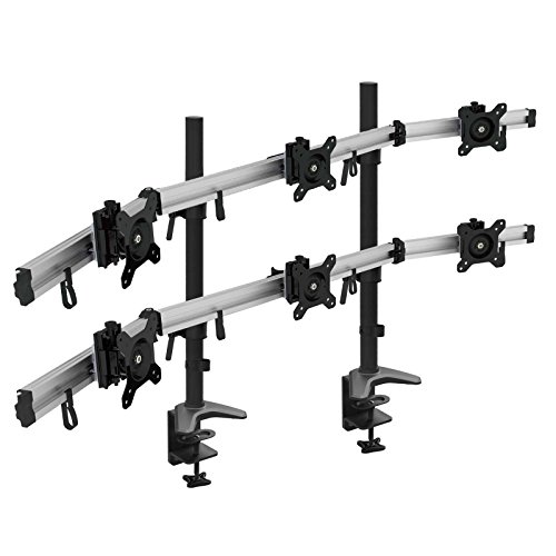HFTEK 6-Fach Monitorarm - Tischhalterung für 3+3 Bildschirme von 15-27 Zoll mit VESA 75/100 (MP260C-N) von HFTEK