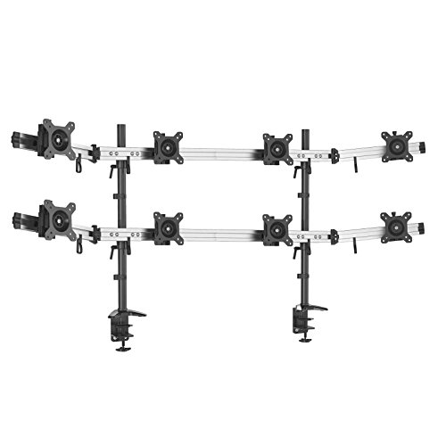 HFTEK - 8fach-Monitorarm Tischhalterung Stand für 8 Bildschirme von 15-27 Zoll auf 2 Ebenen - VESA 75/100 (MP280C-XN) von HFTEK