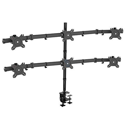 HFTEK - Bildschirmhalterung für 6 Monitore von 15 bis 27 Zoll VESA 75/100 Monitor Arm Monitor Halterung Monitor Mount Monitorständer Fernseher Halterung - MS616C von HFTEK