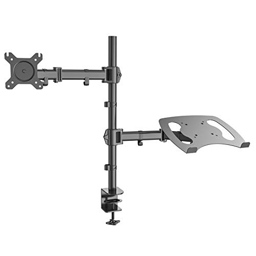 HFTEK - HF282LM - Monitor Halter Tischhalterung für Bildschirme von 13 bis 27 Zoll mit VESA 75/100 - vollbeweglich - höhenverstellbar + Halterung für Laptop - Notebook - Tablet - iPad von HFTEK