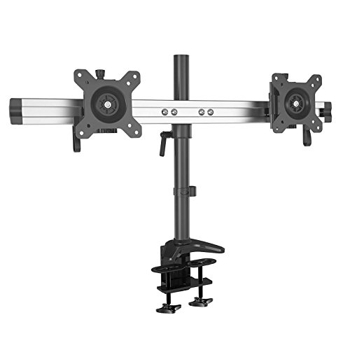 HFTEK - MP220C-L zweifacher Monitorarm - dual - Halter Tischhalterung für 2 Bildschirme von 15 – 27 Zoll mit Doppel-Klemmsystem - VESA 75/100 von HFTEK