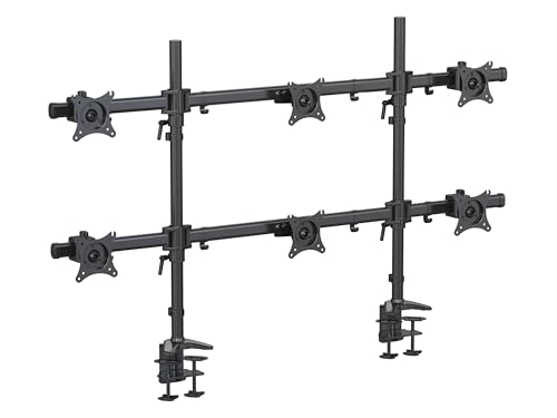 HFTEK - Tischhalterung für 6 Monitore von 15 bis 27 Zoll 5kg pro arm VESA 75/100 Halterung Monitor Mount Drehbar/Schwenkbar/Neigbar Bildschirmhalterung Monitorständer - MS626C-80N von HFTEK