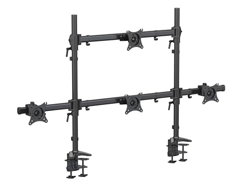 HFTEK - Tischhalterung für Monitorarme für 4 Monitore 15-34 Zoll, 8kg pro arm Monitor Mount mit beweglichen Armen Höhenverstellbar Neigbar Schwenkbar Drehbar VESA 75 100 - MS424C-80N von HFTEK