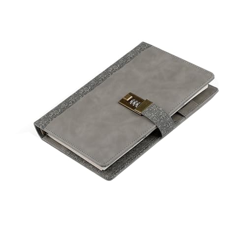 HFYRBDKSPI Vintage-Tagebuch mit Schloss für Damen und Herren, A5, 200 Seiten, lose Blätter, Leder, Passwort-Tagebuch, Grau HFYRBDKSPI Vintage-Tagebuch mit Schloss für Damen und Herren, A5, 200 Seiten, lose Blätter, Leder, Passwort-Tagebuch, Grau von HFYRBDKSPI