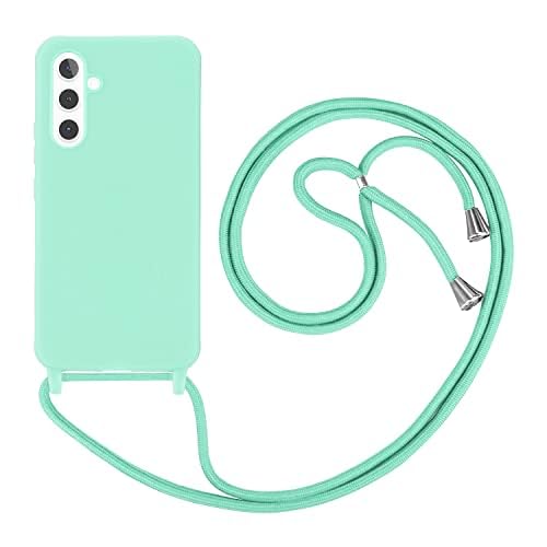 HFYiup Mevis Liquid Silikon Handykette Hülle für Samsung Galaxy A05S 4G,Verstellbarer Halskette Silikon Handyhülle-hellgrün von HFYiup