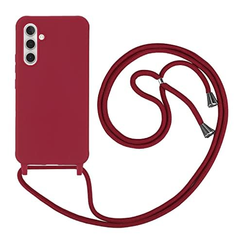 HFYiup Mevis Liquid Silikon Handykette Hülle für Samsung Galaxy A05S 4G,Verstellbarer Halskette Silikon Handyhülle-rot von HFYiup