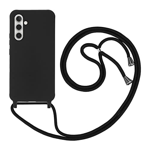 HFYiup Mevis Liquid Silikon Handykette Hülle für Samsung Galaxy A25 5G,Verstellbarer Halskette Silikon Handyhülle-schwarz von HFYiup