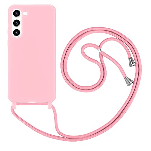 HFYiup Mevis Liquid Silikon Handykette Hülle für Samsung Galaxy S23,Verstellbarer Halskette Silikon Handyhülle-Dunkelpink von HFYiup