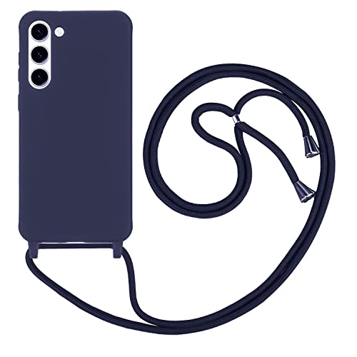 HFYiup Mevis Liquid Silikon Handykette Hülle für Samsung Galaxy S23 Plus,Verstellbarer Halskette Silikon Handyhülle-Navy blau von HFYiup