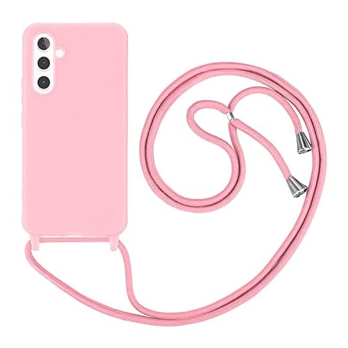 HFYiup Mevis Liquid Silikon Handykette Hülle für Samsung Galaxy S24,Verstellbarer Halskette Silikon Handyhülle-Dunkelpink von HFYiup