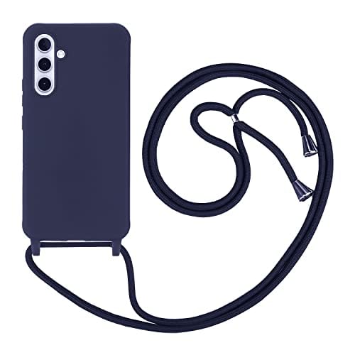 HFYiup Mevis Liquid Silikon Handykette Hülle für Samsung Galaxy S24 Plus,Verstellbarer Halskette Silikon Handyhülle-Navy blau von HFYiup