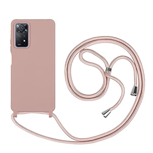 HFYiup Mevis Liquid Silikon Handykette Hülle für Xiaomi Redmi Note 11 Pro 5G/4G,Verstellbarer Halskette Silikon Handyhülle-Lotus Farbe von HFYiup