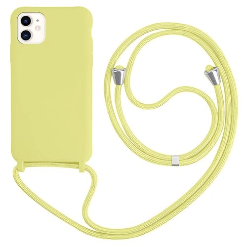HFYiup Mevis Liquid Silikon Handykette Hülle für iPhone 11,Verstellbarer Halskette Silikon Handyhülle-gelb HFYiup Mevis Liquid Silikon Handykette Hülle für iPhone 11,Verstellbarer Halskette Silikon Handyhülle-gelb von HFYiup