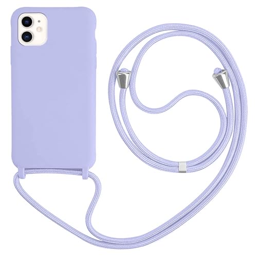 HFYiup Mevis Liquid Silikon Handykette Hülle für iPhone 11,Verstellbarer Halskette Silikon Handyhülle-violett von HFYiup