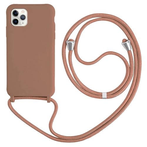 HFYiup Mevis Liquid Silikon Handykette Hülle für iPhone 11 Pro,Verstellbarer Halskette Silikon Handyhülle-braun von HFYiup