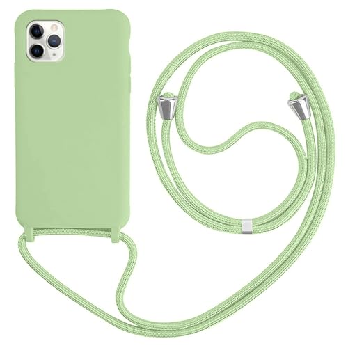 HFYiup Mevis Liquid Silikon Handykette Hülle für iPhone 11 Pro Max,Verstellbarer Halskette Silikon Handyhülle-grasgrün von HFYiup