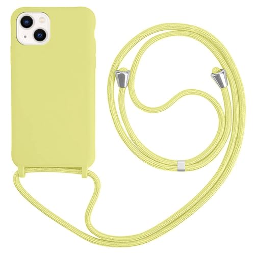 HFYiup Mevis Liquid Silikon Handykette Hülle für iPhone 13,Verstellbarer Halskette Silikon Handyhülle-gelb von HFYiup