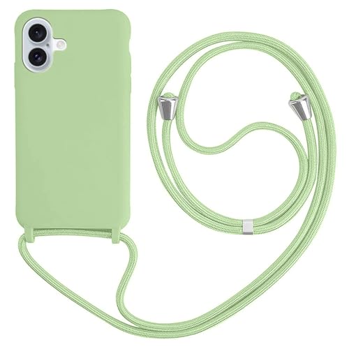 HFYiup Mevis Liquid Silikon Handykette Hülle für iPhone 16 Plus,Verstellbarer Halskette Silikon Handyhülle-grasgrün HFYiup Mevis Liquid Silikon Handykette Hülle für iPhone 16 Plus,Verstellbarer Halskette Silikon Handyhülle-grasgrün von HFYiup