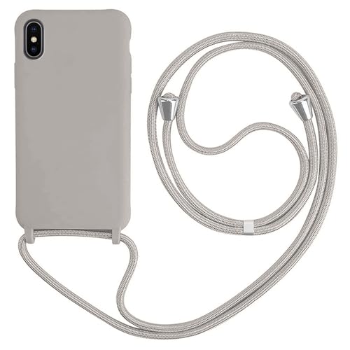 HFYiup Mevis Liquid Silikon Handykette Hülle für iPhone X/XS,Verstellbarer Halskette Silikon Handyhülle-grau HFYiup Mevis Liquid Silikon Handykette Hülle für iPhone X/XS,Verstellbarer Halskette Silikon Handyhülle-grau von HFYiup