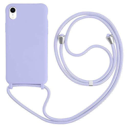 HFYiup Mevis Liquid Silikon Handykette Hülle für iPhone XR,Verstellbarer Halskette Silikon Handyhülle-violett von HFYiup