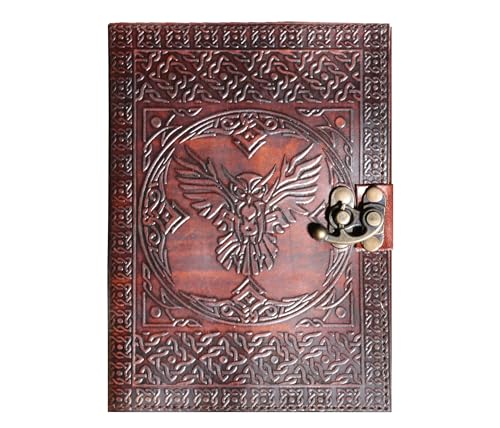 HG-LTHR Wise Owl Leather Blank Grimoire Leather Journal Book of Shadows Spell Book Leather Diary Journal Notebook Sketchbook for Artists von HG-LTHR