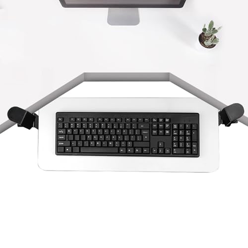 HGDNNDEOP Tastatur-Klemmschienen-Set, Tastaturhalterung, Eck-Tastaturablage mit ausziehbarem Ständer mit C-Klemme for L-förmige Schreibtisch-Computertastatur und Mausablage(Yellow 52x25cm,Black) von HGDNNDEOP