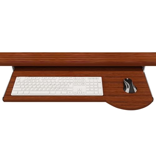 Tastatur-Klemmschienen-Set, Tastaturhalterung, verschiebbare Tastaturablage for den Schreibtisch, Computertastatur-Schublade unter dem Schreibtisch mit Mausplattform, weiß(Brown 60cm/23.6in,Bruin) von HGDNNDEOP