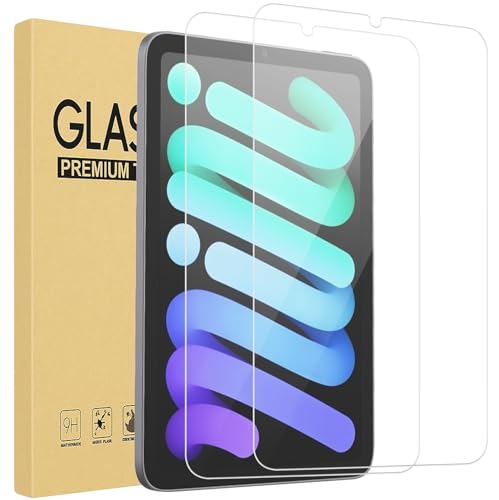 HGH Displayschutzfolie für iPad mini (A17 Pro, Modell 2024, 7. Generation) / Mini 6 (Modell 2021, 6. Generation), 8,3 Zoll, gehärtete Glasfolie, 2 Stück von HGH