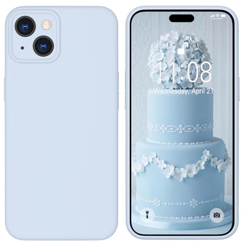 HGH Flüssig Silikon Hülle für iPhone 15 Plus, Handyhülle für iPhone 15 Plus Hülle Dünn, 3-Schicht-Struktur FallSchutz Case mit Weiches Mikrofaser Futter Matt Hülle für iPhone 15 Plus 6.7" Himmel von HGH