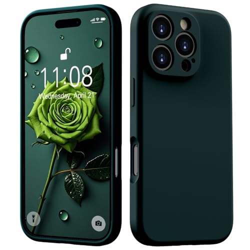 HGH Flüssig Silikon Hülle für iPhone 16 Pro Max, Handyhülle für iPhone 16 Pro Max Dünn, 3-Schicht-Struktur FallSchutz Case mit Weiches Mikrofaser Futter Hülle für iPhone 16 Pro Max 6.9" Nachtgrün von HGH