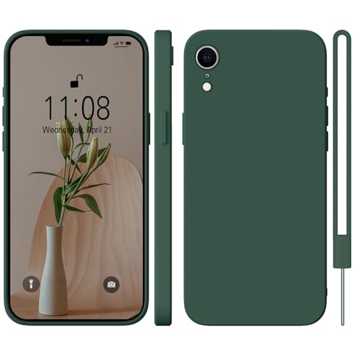 HGH Silikon Hülle für iPhone XR Hülle mit Kette, Ganzkörperschutz Handyhülle Mit Seidig-Weicher Berühren, Stoßfeste Hülle Mit Mikrofaser-Futter für iPhone XR Case Cover 6,1 Zoll,Dunkel Grün HGH Silikon Hülle für iPhone XR Hülle mit Kette, Ganzkörperschutz Handyhülle Mit Seidig-Weicher Berühren, Stoßfeste Hülle Mit Mikrofaser-Futter für iPhone XR Case Cover 6,1 Zoll,Dunkel Grün von HGH