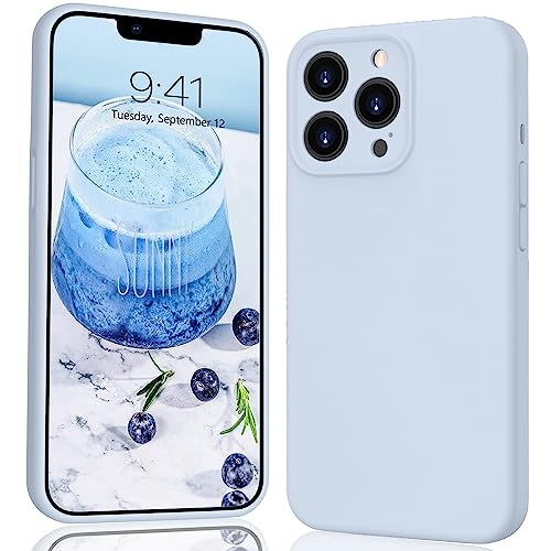 HGH Liquid Silicone Case Kompatibel mit iPhone 13 Pro Max Hülle 6,7", Hochwertiges Silikon, Rundumschutz Handyhülle iPhone 13 Pro Max 3-Layer Struktur Schutzhülle, Weiches Mikrofaserfutter Baby Blau von HGH