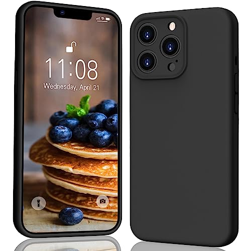 HGH Liquid Silicone Case Kompatibel mit iPhone 13 Pro Max Hülle 6,7", Hochwertiges Silikon, Rundumschutz Handyhülle iPhone 13 Pro Max 3-Layer Struktur Schutzhülle, Weiches Mikrofaserfutter Schwarz von HGH