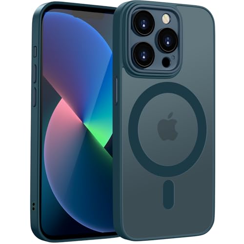 HGH Magnetic für iPhone 13 Pro Max Hülle für Magsafe Mattiert Ultra Hülle [Militärnorm Schutz] Dünn Matt Kameraschutz Rückseite Stoßfest TPU Magnetische Handyhülle für iPhone 13 Pro Max-Dunkel Blau von HGH