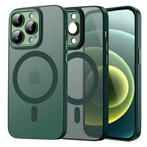 HGH Magnetisch Hülle für iPhone 12 Pro 6,1 Zoll Kompatibel mit MagSafe Kabellosem Laden, Stoßfest Handyhülle, Schutzhülle Kratzfeste durchscheinend matt Rückseite iPhone 12 Pro case(Canngling grün) von HGH